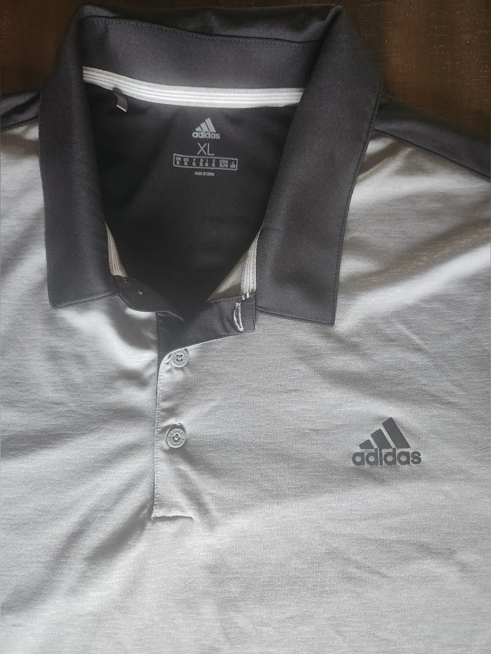 Adidas Grey and Black Short-Sleeve Golf Polo XL